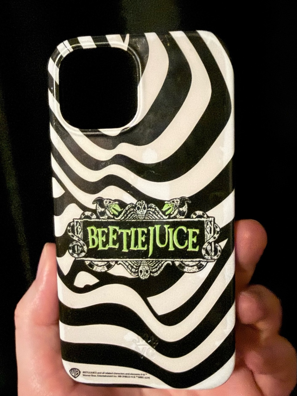 Velvet Caviar Beetlejuice iPhone 13 mini Case with Neon Green Logo